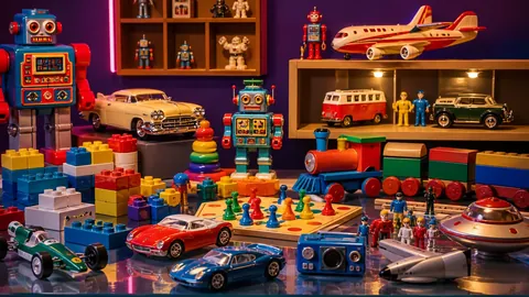 Illustration éditoriale : Jouets anciens et objets de collection