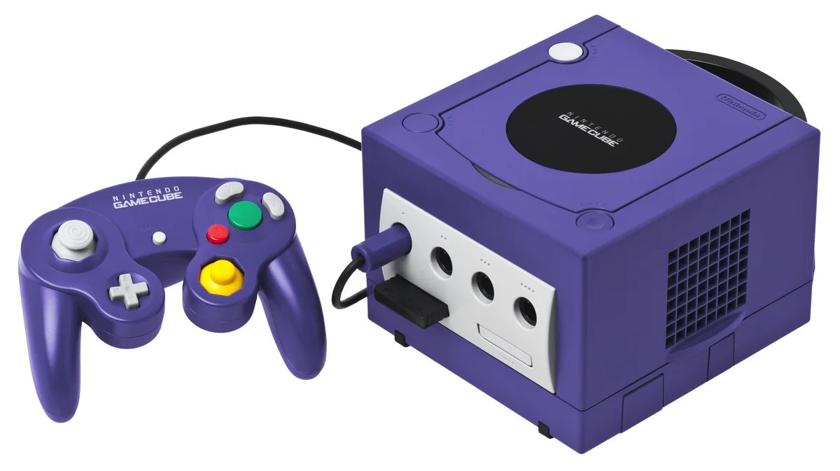 Console Nintendo GameCube violette avec sa manette